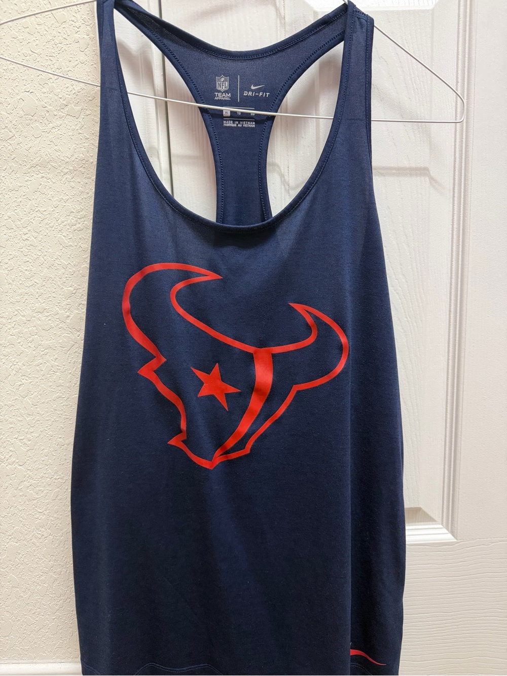 Nike Navy Racerback Tank Top with Red Houston Bull Logo